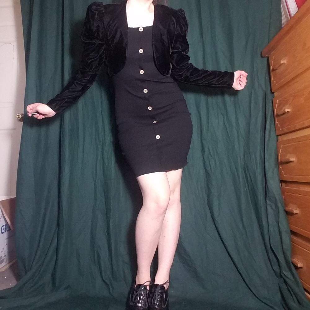 SOLD Vintage puffy sleeve suit jacket velvet